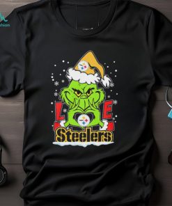 Santa Grinch Hand Love Pittsburgh Steelers Christmas Shirt