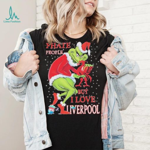 Santa Grinch I Hate People But I Love My Liverpool Christmas Shirt