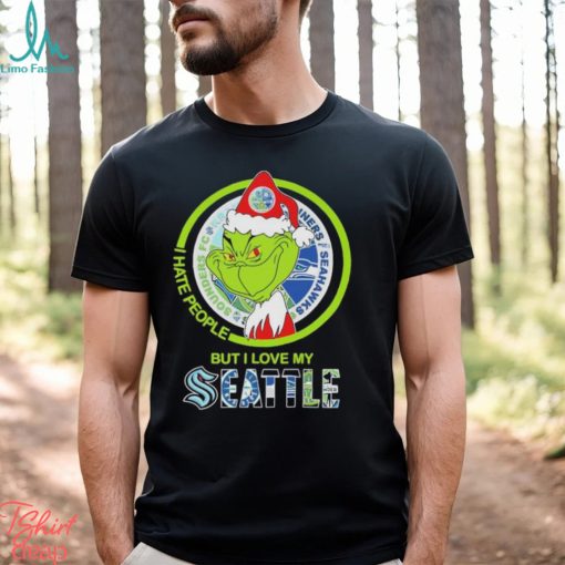 Santa Grinch I Hate people but i love my Seattle Sport Team Merry Christmas 2023 Shirt