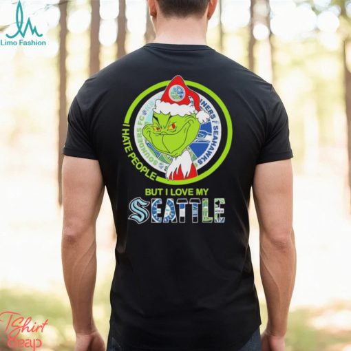 Santa Grinch I Hate people but i love my Seattle Sport Team Merry Christmas 2023 Shirt