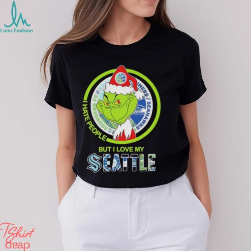 Santa Grinch I Hate people but i love my Seattle Sport Team Merry Christmas 2023 Shirt