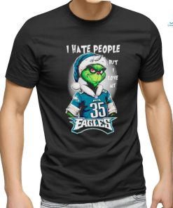 Santa Grinch I hate people but I love my Philadelphia Eagles shirt