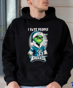 Santa Grinch I hate people but I love my Philadelphia Eagles shirt