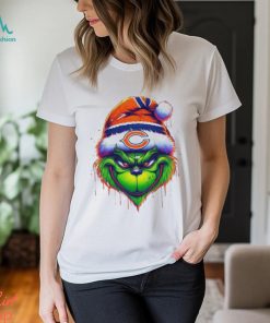 Santa Hat Grinch Football Chicago Bears Face Merry Christmas 2023 Shirt