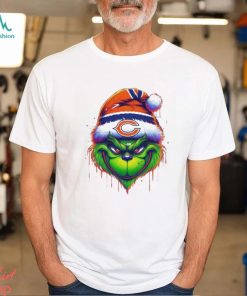 Santa Hat Grinch Football Chicago Bears Face Merry Christmas 2023 Shirt