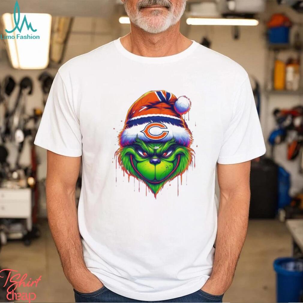 Santa Hat Grinch Football Chicago Bears Face Merry Christmas 2023 Shirt Santa Hat Grinch Football Chicago Bears Face Merry Christmas 2023 Shirt