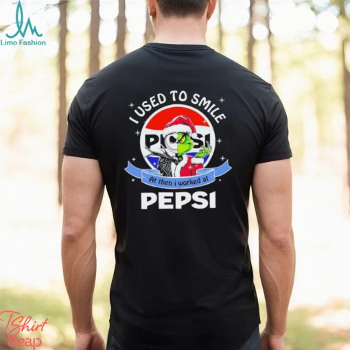 Santa Jack Skellington Grinch mashup face I used to smile at then I worked at Pepsi shirt