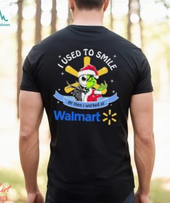 Santa Jack Skellington Grinch mashup face I used to smile at then I worked at Walmart shirt