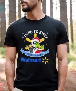 Santa Jack Skellington Grinch mashup face I used to smile at then I worked at Walmart shirt