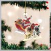 Santa On Sleigh With Pug Dog Ornament Dog Owners Christmas Tree Decorations