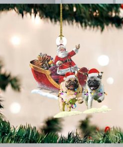 Santa On Sleigh With Pug Dog Ornament Dog Owners Christmas Tree Decorations