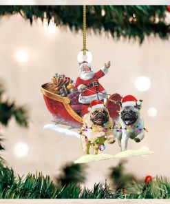 Santa On Sleigh With Pug Dog Ornament Dog Owners Christmas Tree Decorations