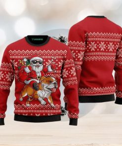 Santa Riding English Bulldog Ugly Christmas Sweater