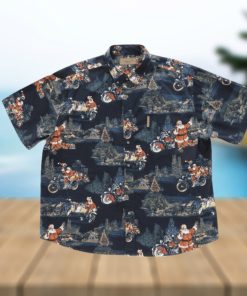 Santa Riding Harley Motorcycle Christmas Hawaiian Shirt