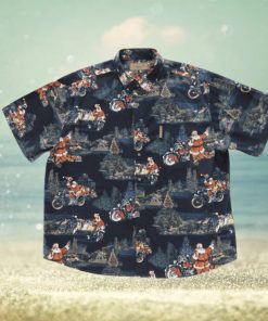 Santa Riding Harley Motorcycle Christmas Hawaiian Shirt