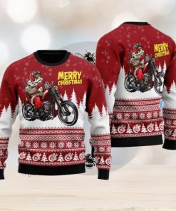 Santa Riding Motorbike To Holiday Ugly Christmas Sweater, Gift For Christmas