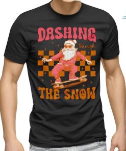 Santa Skateboard dashing through the snow Christmas shirt