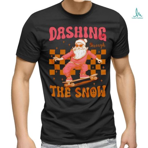 Santa Skateboard dashing through the snow Christmas shirt