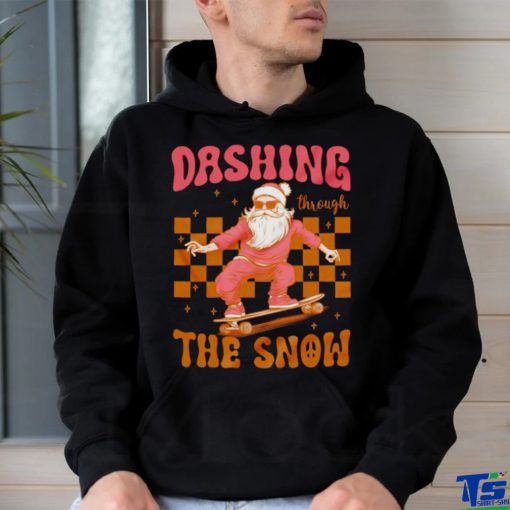 Santa Skateboard dashing through the snow Christmas shirt