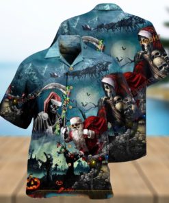 Santa Skull Festive Hawaiian Print, Funny Christmas Gift