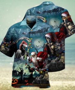 Santa Skull Festive Hawaiian Print, Funny Christmas Gift