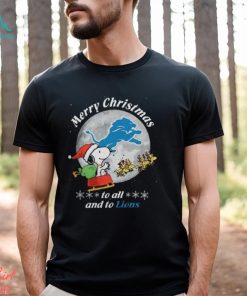 Santa Snoopy And Reindeer Woodstock Merry Christmas To All And To Detroit Lions Shirt