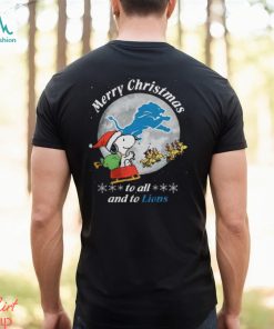 Santa Snoopy And Reindeer Woodstock Merry Christmas To All And To Detroit Lions Shirt