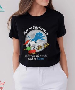 Santa Snoopy And Reindeer Woodstock Merry Christmas To All And To Detroit Lions Shirt