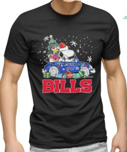Santa Snoopy And Woodstock Drive Car Buffalo Bills Merry Christmas Shirt