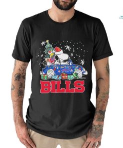 Santa Snoopy And Woodstock Drive Car Buffalo Bills Merry Christmas Shirt