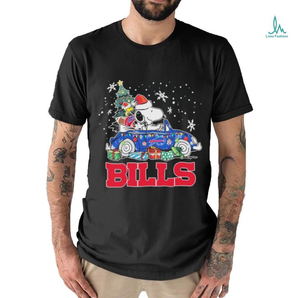 Santa Snoopy And Woodstock Drive Car Buffalo Bills Merry Christmas Shirt Santa Snoopy And Woodstock Drive Car Buffalo Bills Merry Christmas Shirt