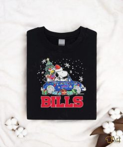 Santa Snoopy And Woodstock Drive Car Buffalo Bills Merry Christmas Shirt