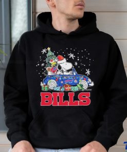 Santa Snoopy And Woodstock Drive Car Buffalo Bills Merry Christmas Shirt