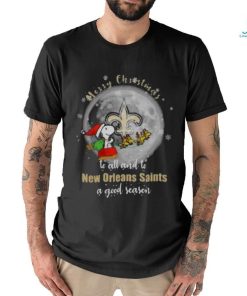 Santa Snoopy Merry Christmas To All And To New Orleans Saints A Good Season Shirt