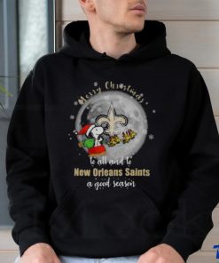 Santa Snoopy Merry Christmas To All And To New Orleans Saints A Good Season Shirt