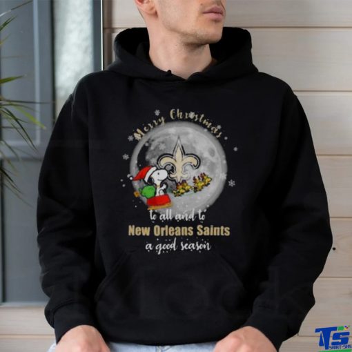 Santa Snoopy Merry Christmas To All And To New Orleans Saints A Good Season Shirt