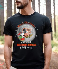 Santa Snoopy merry christmas to all and to Baltimore Orioles a good season shirt