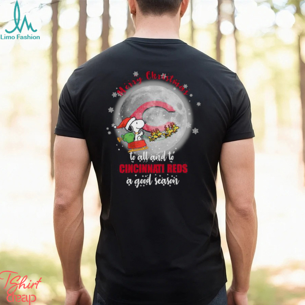 Santa Snoopy merry christmas to all and to Cincinnati Reds a good season shirt Santa Snoopy merry christmas to all and to Cincinnati Reds a good season shirt