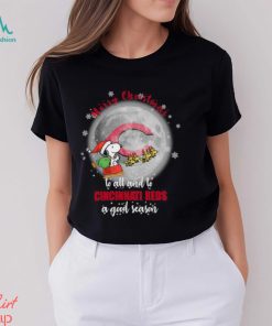 Santa Snoopy merry christmas to all and to Cincinnati Reds a good season shirt