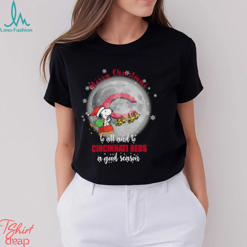 Santa Snoopy merry christmas to all and to Cincinnati Reds a good season shirt Santa Snoopy merry christmas to all and to Cincinnati Reds a good season shirt