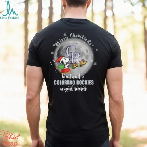 Santa Snoopy merry christmas to all and to Colorado Rockies a good season shirt