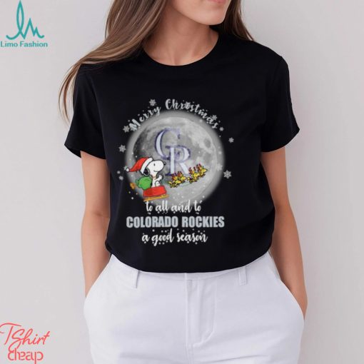 Santa Snoopy merry christmas to all and to Colorado Rockies a good season shirt