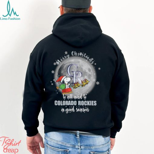 Santa Snoopy merry christmas to all and to Colorado Rockies a good season shirt