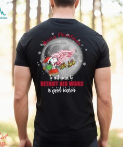 Santa Snoopy merry christmas to all and to Detroit Red Wings a good season shirt, hoodie, sweater, long sleeve and tank top Santa Snoopy merry christmas to all and to Detroit Red Wings a good season shirt