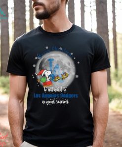Santa Snoopy merry christmas to all and to Los Angeles Dodgers a good season shirt