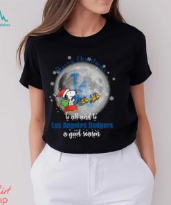 Santa Snoopy merry christmas to all and to Los Angeles Dodgers a good season shirt