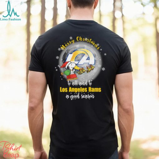 Santa Snoopy merry christmas to all and to Los Angeles Rams a good season shirt