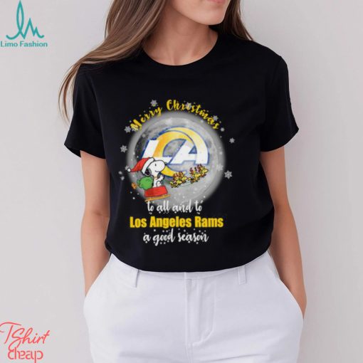 Santa Snoopy merry christmas to all and to Los Angeles Rams a good season shirt
