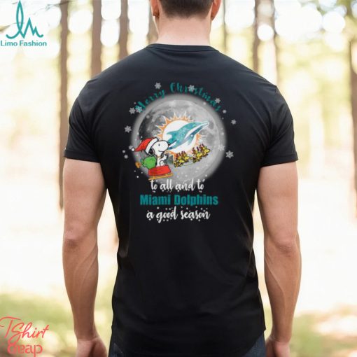 Santa Snoopy merry christmas to all and to Miami Dolphins a good season shirt