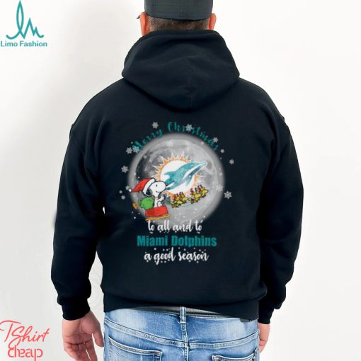 Santa Snoopy merry christmas to all and to Miami Dolphins a good season shirt